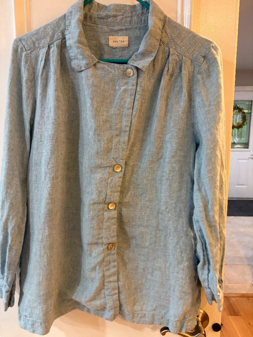 POETRY Linen Button-Down Shirt with Side Slits Sz10